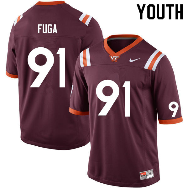 Youth #91 Josh Fuga Virginia Tech Hokies College Football Jerseys Sale-Maroon